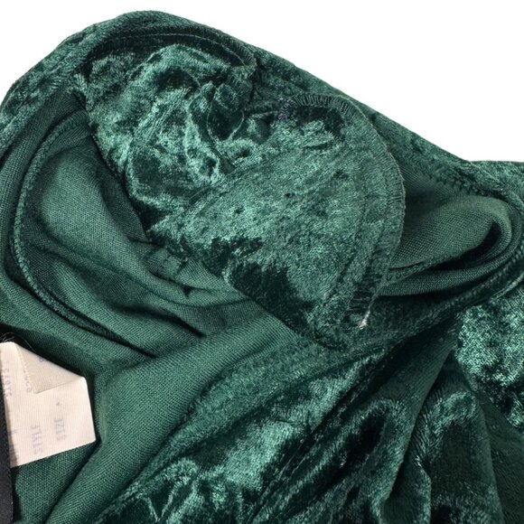 Vintage 90s Crushed Velvet Midi Dress Sz.10 Green Event Whimsigoth Holiday Boho - Picture 8 of 11